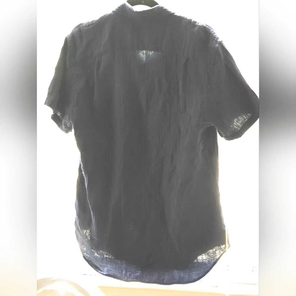 J.Crew Men’s Navy Short Sleeve Button-Up Shirt Gauze Cotton Size M NWT - Picture 4 of 8